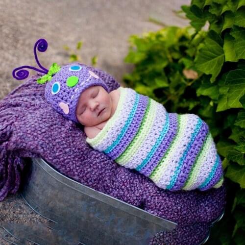 Lovely Insect Baby Boy Girl Clothes Knitted Newborn Costume for Photo Shoot Crochet Baby Hat Beanie New Born Coming Home Outfit