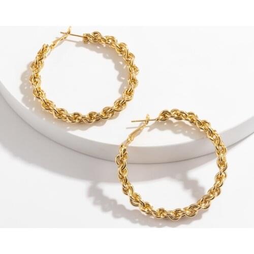 Vintage Gold Silver Color Hoop Earrings Woven Hollow Big Circle Ring Higgies Earring for Women Fashion Party Jewelry Gifts