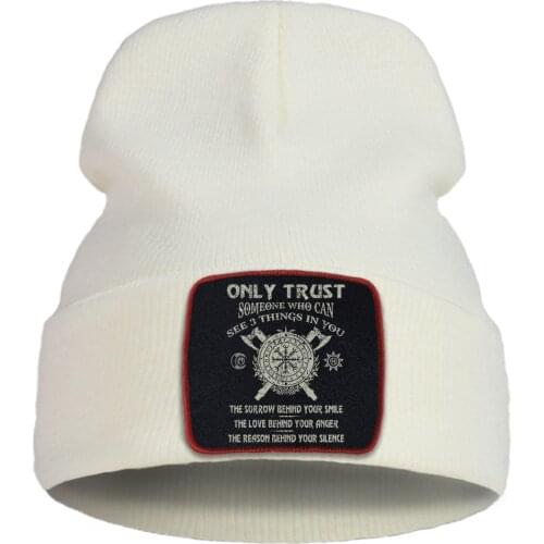 Odin Vikings Knitted Hat Men Athelstan Die In Battle And Go To Valhalla Solid Color Hats Women Winter Warm Street Beanies Caps