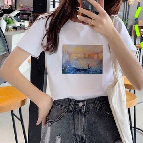 Women 2021 Oil Painting 90s Fashion Tops Clothing Tumblr Tshirts T Clothes Shirt Womens Ladies Graphic Female Tee T-Shirt