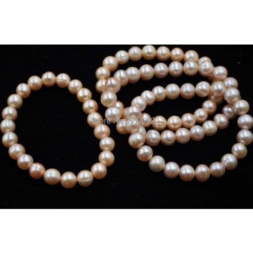 10 Qty 8.5-9mm pink/white freshwater pearl bracelet wholesale free shipping