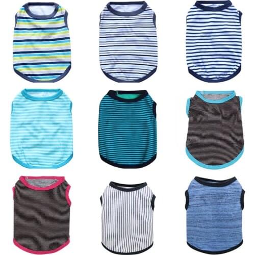 2021 Summer Pet Dog Cat Clothes Stripe Dog Shirts Pet Vest For Small Middle Dog Pug Chihuahua French Bulldog Puppy Apparels