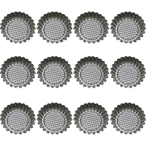 240pcs Egg Tart Molds Stainless Steel Round Lace Egg Tart Mold Reusable Tartlet Moulds Baking Cups Cake Cookie Cupcake Mould
