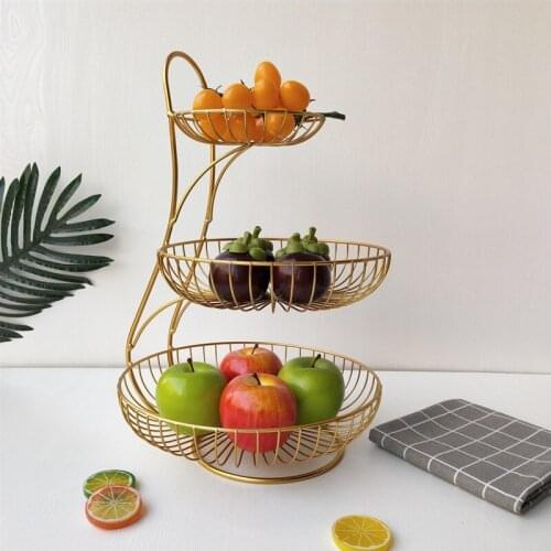 3-Tier Separable Fruits Basket holder Metal Wire Fruits Bowl Countertop Stand with Top Handle, Cake,Bread,Vegetable,Snake Storag