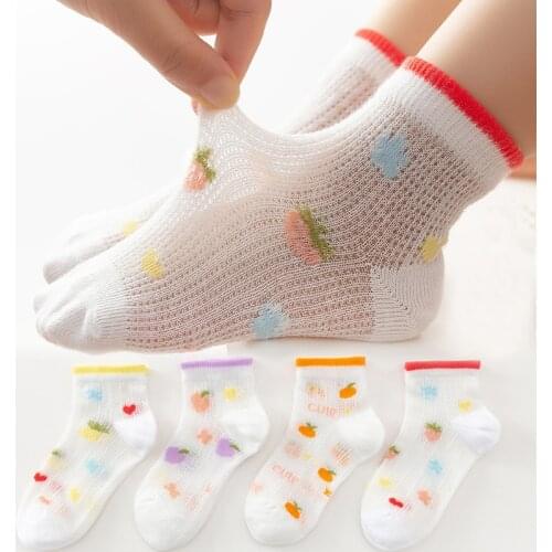 4 Pairs/lot Newborn Baby Socks Girls Summer Socks Kids Cotton Breathable Thin Mesh Kids Boat Sock