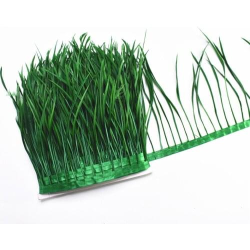5Meters Green Pruning Goose Feathers Trims Ribbon Fringe 6-8" Pheasant Feather for Crafts Decoration Plumas Wedding Decoration