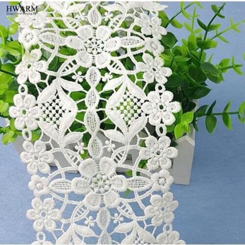 5yard white african lace fabric trim wedding decoration Milk silk water-soluble embroidery mesh lace exquisite white bilateral