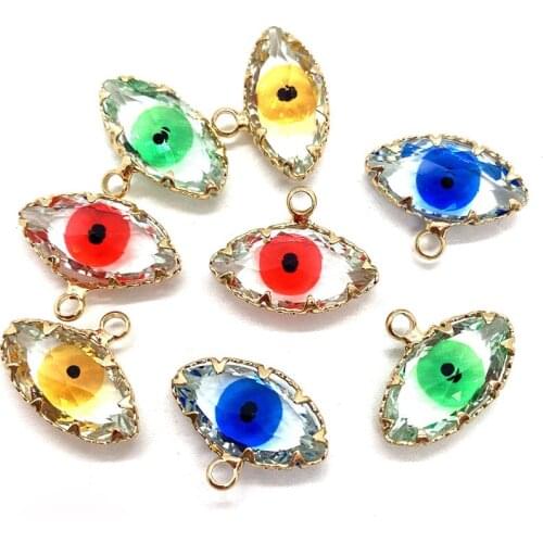 Color Crystal Pendant Eye Shape DIY Handmade Necklace Earring Pendant Jewelry Accessories Decorative Jewelry Making 4pcs/bag