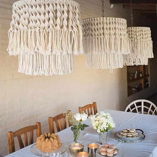 Boho Decor Handmade Chandelier Macrame Lampshade Cotton Weaving Homestay Decoration Jewelry Ornaments