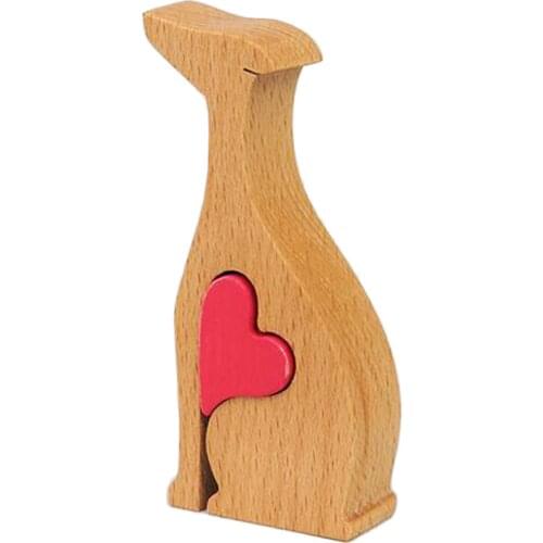 Wooden Dog Statue Decor Crafted Figurines for Home Decor Accents, Bedroom Office Book Shelf TV Stand - Sculptures Collection