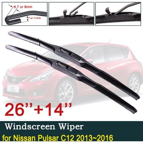 For Nissan Pulsar C12 2013~2016 Hook Europe Model Front Windscreen Windshield Wipers Car Wiper Blades Car Accessories Stickers