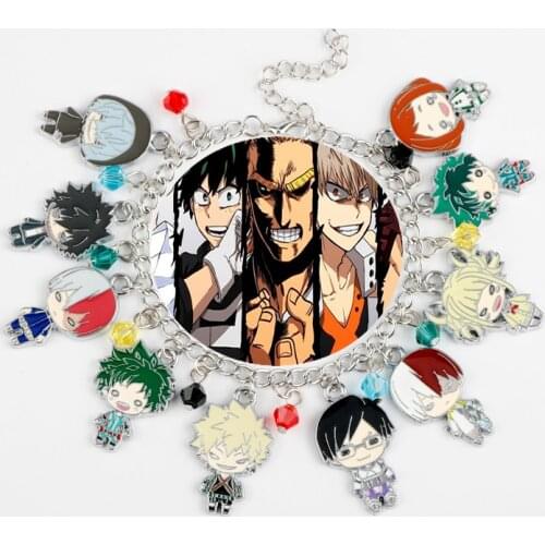Anime My Hero Academia Enamel Charm Bracelet Cartoon Action Figure Metal Bangles Bracelets Jewelry Gift for Women Girl Kids