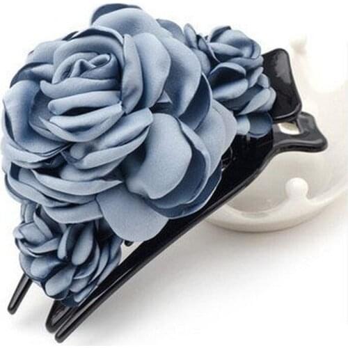 Korean Elegant Headwear Flower Hair Claws Combs Hairpin Horizontal Clip Handmade Hairgrip Ponytail Holder Women Hair Accessories