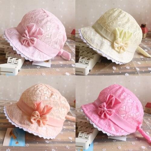 Lace Breathable Cotton Sunshade Toddler Cap Baby Hat for Summer Bow-knot Nice Gift Cute 1Pcs