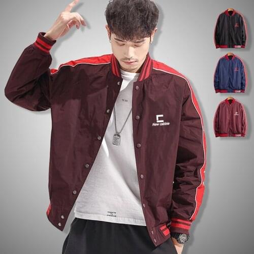 Men Fashion Baseball Jacket 2021 New Stand Collar Bomber Jacket Mens Spring Autumn Single Breasted Jackets Coat Slim Fit Casual