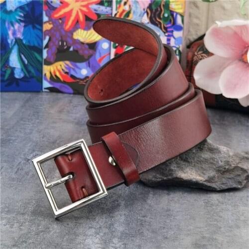 Stainless Steel Belt Buckle Mens Belts Luxury Thick Genuine Leather Belts For Men Ceinture Leather Belt Man Male Belts SBT0018