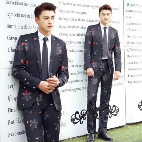 Printing blazer men formal dress latest coat pant designs marriage suit men terno masculino trouser wedding suits mens black