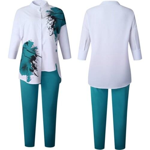 2021 Clothing New Fashion Popite Printed Irregular Split Commuter Size Two-Piece Set Women