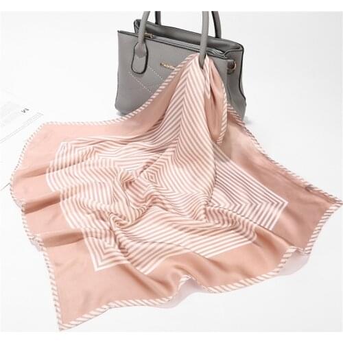 70*70cm New Korean Style Striped Small Square Scarf, Changeable Decorative Small Scarf, Printed Imitation Silk Scarf Wholesale