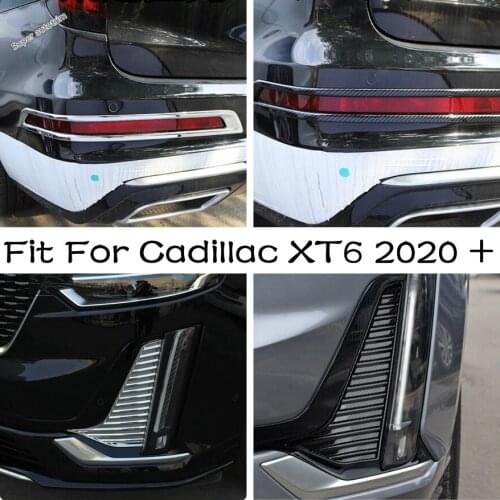 Car Front Rear Fog Lights Cover Tirm Foglight Lamps Protector Frame Accessories Fit For Cadillac XT6 2020 2021 ABS Exterior