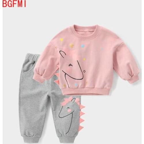 Baby Girls Long Sleeve Flowers Print Set Spring Fall Fashion unicorn Sport Suit Child Costume Outerwear for 1 2 3 4 Years old
