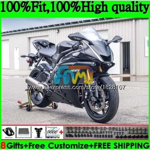 Flat black hot Injection OEM For YAMAHA YZF600 YZF R6 YZFR6 17 18 19 118BS.26 YZF 600 R 6 YZF-600 YZF-R6 2017 2018 2019 Fairings