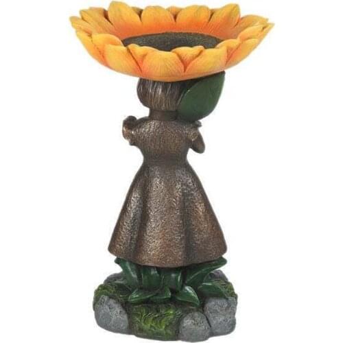Sunflower Bird Bath Ornament Handmade Resin Crafts Furnishings for Home Garden Courtyard Decoration JAN88