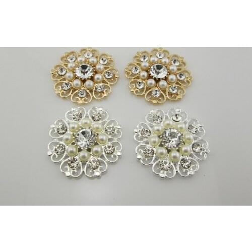 BT314 33mm)5pcs Ivory Pearl Flatback Sewing Rhinestone Buttons