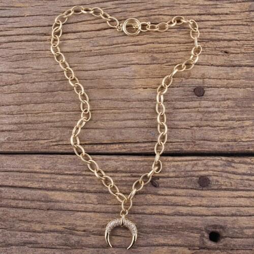 RH Fashion Bohemian Jewelry Links Chain Micro Zircon Pave Cross Pendant Women Boho Necklace Gift