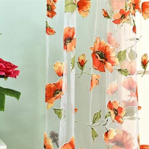 Romantic Bedroom Window Flower Pattern Sheer Curtain Drape Room Divider Home Decor