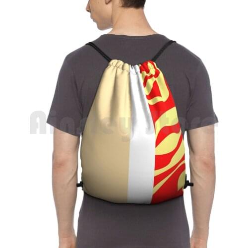 Campfire Backpack Drawstring Bag Riding Climbing Gym Bag Lines Red Yellow Waves Abstract Pattern Camo Pop Pop Art Pop