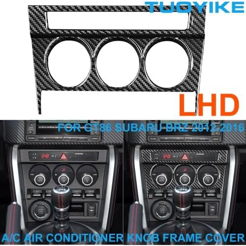 LHD Car Styling Real Carbon Fiber Dashboard AC Air Conditioner Knob Frame Cover Trim Panel For Toyota GT86 Subaru BRZ 2012-2016