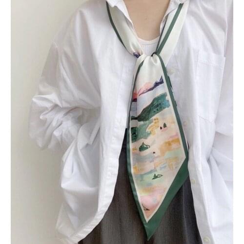 Long silk scarf for women long neck hair scarf bag strap small neck scarves fashion elegant belt tie handbag scarf SJ308