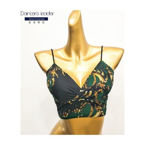 New Latin dance clothes tops womens suspenders short tops wild dance clothes daily sportswear