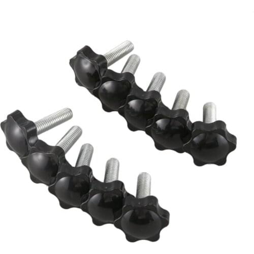 10 Pcs M8x30mmx32mm Male Thread Hex Shaped Head Clamping Screw Knob