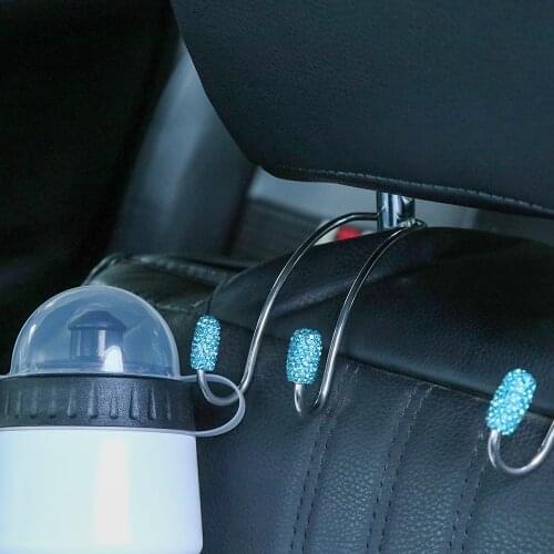 2 Pack Shiny Diamond Universal Seat Back Hooks Car Backrest Bag Hangers Strong Durable Auto Back Seat Storage Hooks