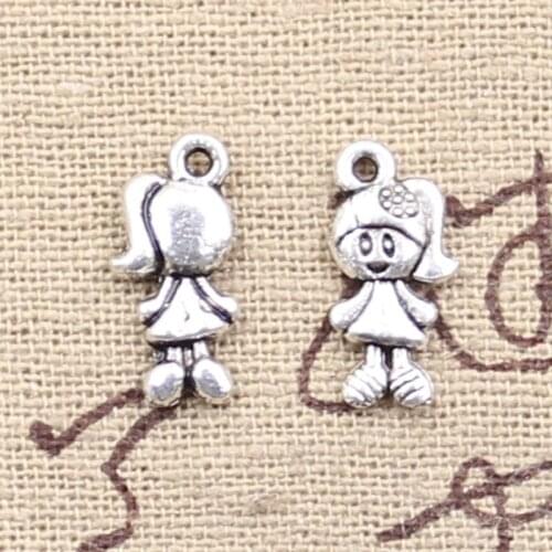 20pcs Charms Lovely Girl 15x7mm Antique Making Pendant fit,Vintage Tibetan Silver color,DIY Handmade Jewelry