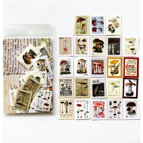 46 Sheets /Bag Stamp Design Mushroom Recording Notes Decorative DIY Sticker Notebook Album Decor
