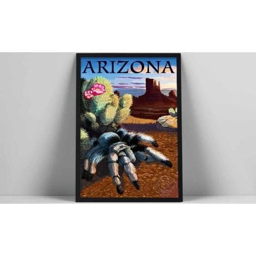 Arizona Blond Tarantula Animal Posters Vintage Desert Cactus Canvas Painting Print Art Wall Pictures For Living Room Home Decor