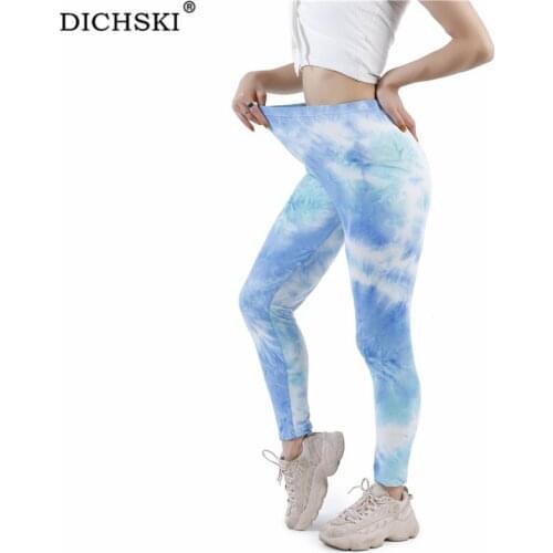 DICHSKI Autumn Tie-Dye Yoga Pant High Elastic Sports Fitness Legging Women High Waist Workout Running Training Knitted Bottom