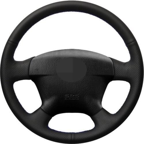Car Steering Wheel Cover Hand-stitched Black Genuine Leather For Honda Civic 2001 2002 Civic Hybrid 2003