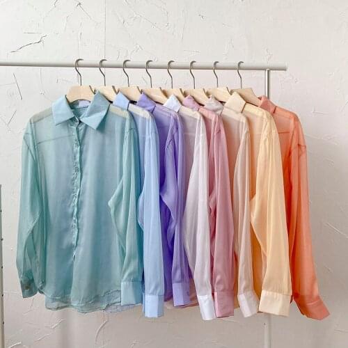 Cheap wholesale 2021 spring summer new fashion casual ladies work women Blouse woman overshirt female OL purple tops BVy182