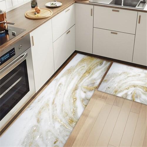 Nordic Abstract White Marble Long Carpet For Kitchen Floor Simple Fashion Bathroom Rug Anti-slip Door Mat Decoration Area Rug