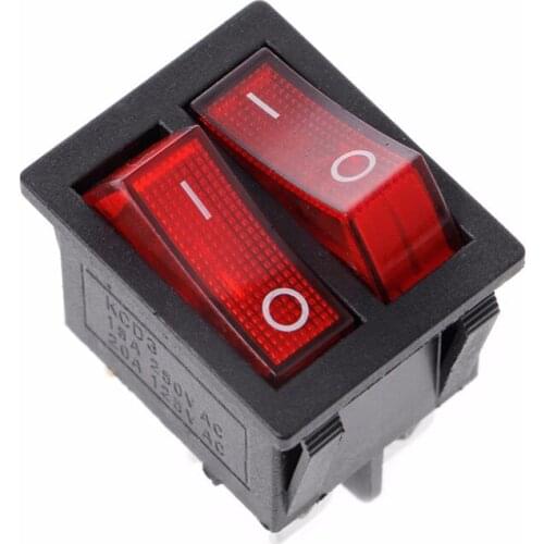 Dual Boat Rocker Switch 6 Pin On-Off With Green Red Light 20A 125V AC Push Button Switches