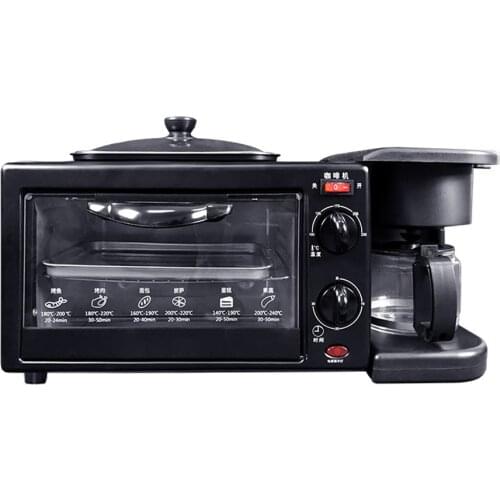 3 In 1 Electric Oven Breakfast Making Machine Multifunction Drip Coffee Maker Household Bread Pizza Frying Pan Toaster