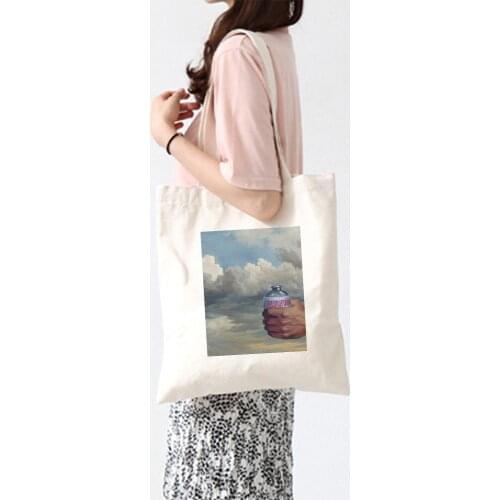 Art Casual Shopping Bag Street Style Vintage Fashion Female Canvas Bag Eco Fun Hip Hop Ulzzang Shoulder Bags Handbags Large