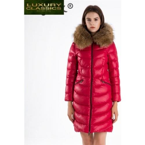 Jacket Winter Womens Down Large Raccoon Fur Hooded Clothes 2021 Korean Thick Warm Long 90% Duck Down Coat Hiver L8026