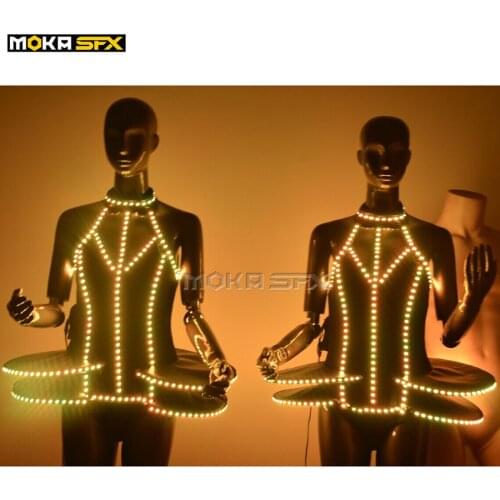 LED clothes women luminous light suits color change led costume growing lady clothing dance wear dress nightclub party show