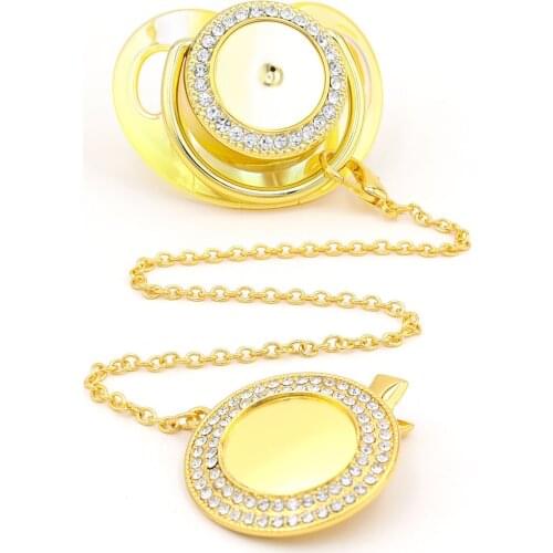 Baby Pacifier With Diamond Pop Pacifier Clip Baby Feeding Silicone Pacifier Own Diy Baby Pacifier Clips Personalized Chupetero