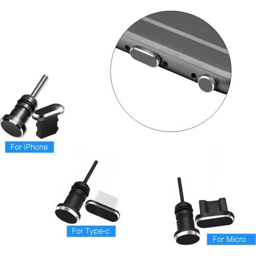 3 in 1 Metal dust plug Micro USB Type C Charging Port Earphone Jack Retrieve Card Pin for iPhone Huawei Xiaomi MI Android Phone